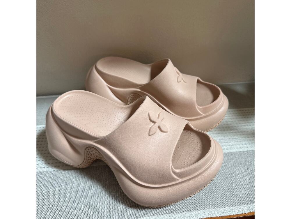 SMFK Compass Wave High-Heel Bumper Sandal Nude Size 5 Chunky Platform